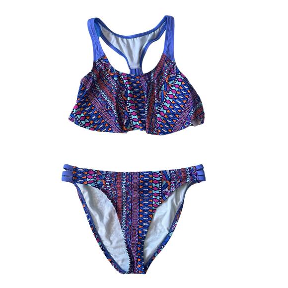 Hobie Girls' Flounce Bralette Bikini Top & Hipster Bottom Swimsuit Set Size - Picture 2 of 8